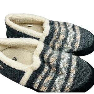 Acorn Knit Wool Blend Slippers Hard Sole Fair Isle Cozy House Shoes Size: 9-11